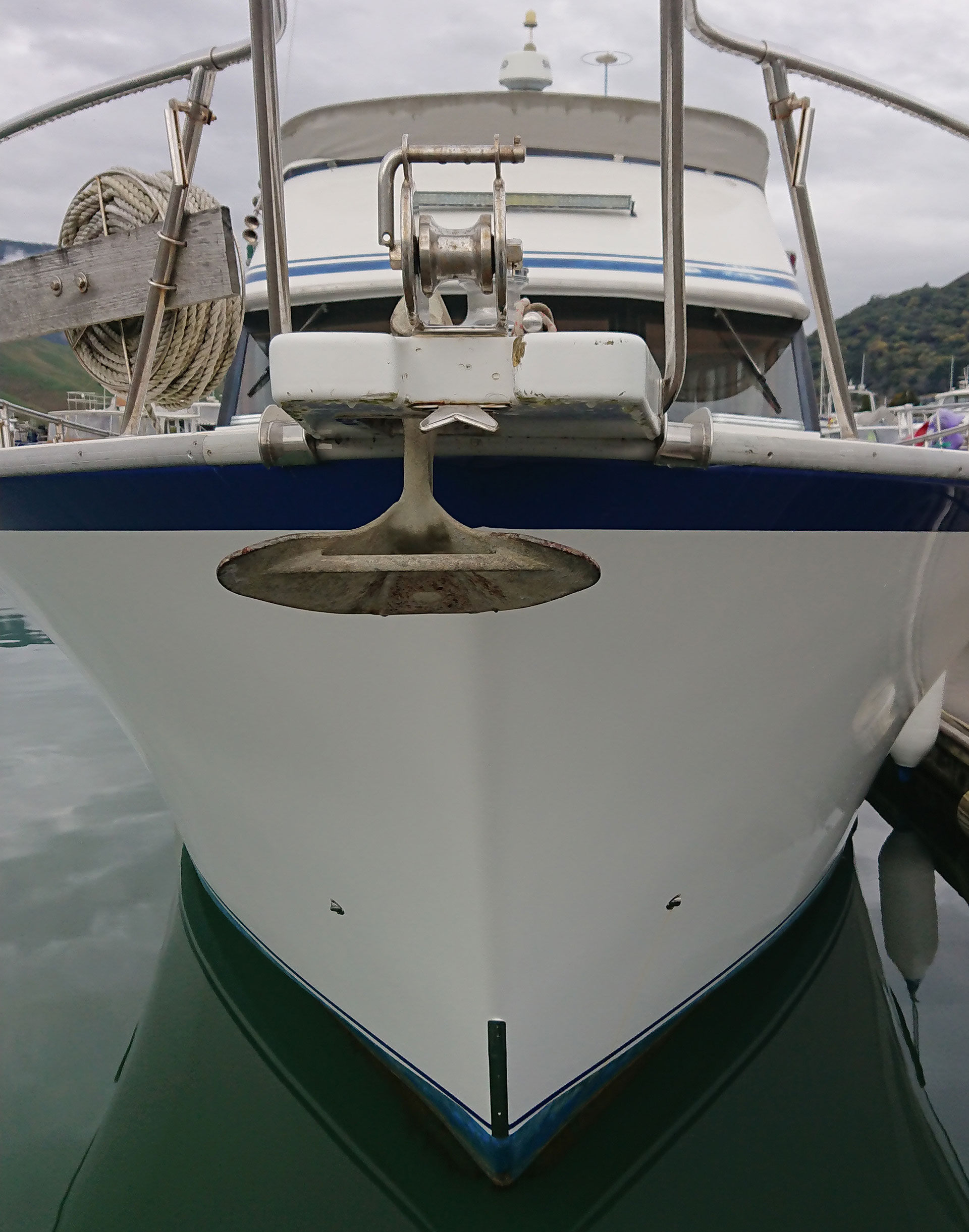 Our anchor at the front of the boat The Oriental Lady's anchor